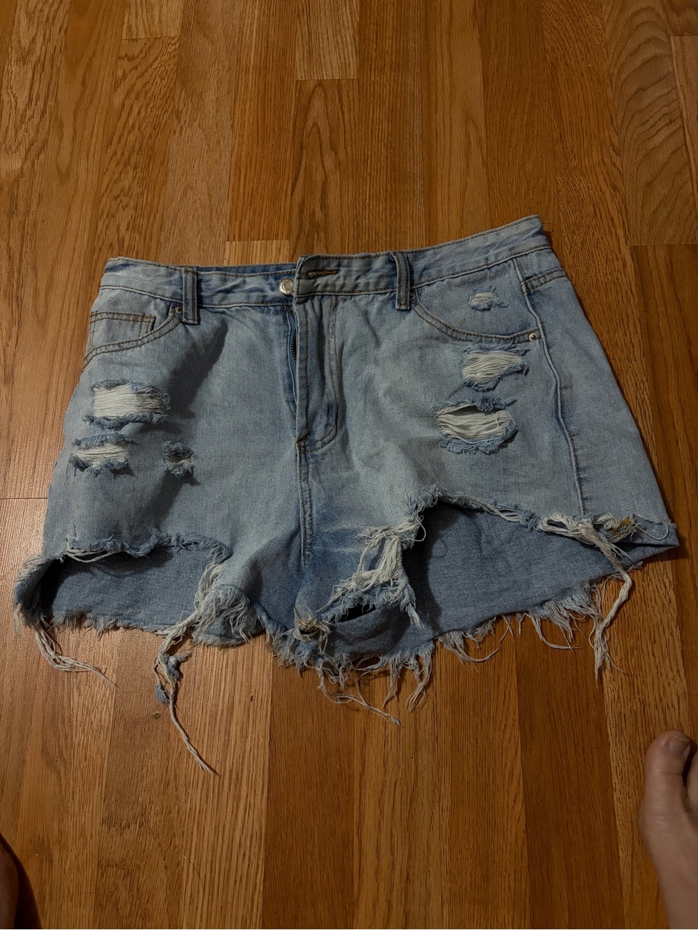 SHEIN Light Blue Distressed Denim Jean Shorts